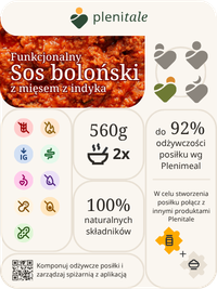 Etykieta komponentu posiłku Plenitale sosu bolońskiego