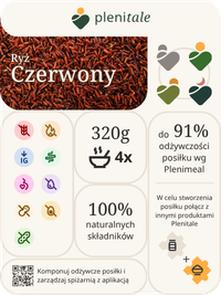 Etykieta komponentu posiłku Plenitale ryżu czerwonego